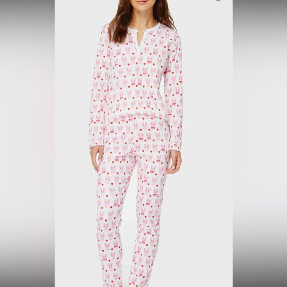 Roller Rabbit Lovestruck Bunny Long-sleeve Pajamas SIZE SMALL - Picture 2 of 6